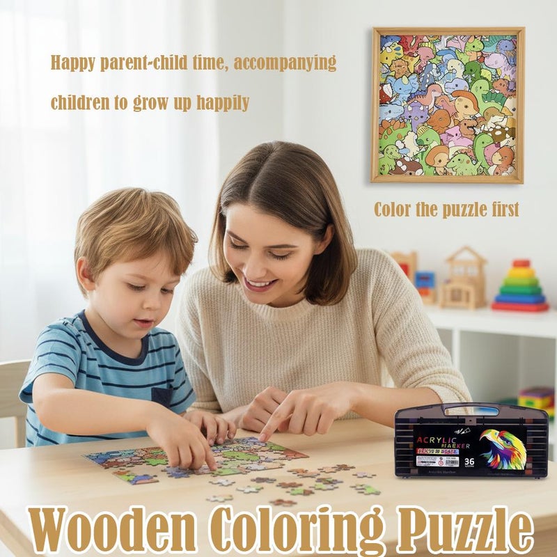 2026 New Wooden Coloring Puzzle, DIY Wooden Paintable Puzzle Frame, Colored Cat Shaped Wooden Jigsaw Puzzle for Pet Lovers, Home Decor - Image 3